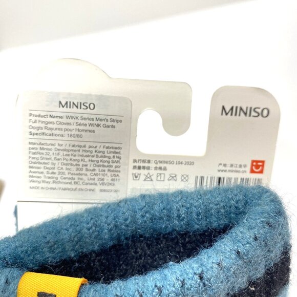 Men's Winter Gloves Blue Stripes O/S Brand New - Picture 5 of 5